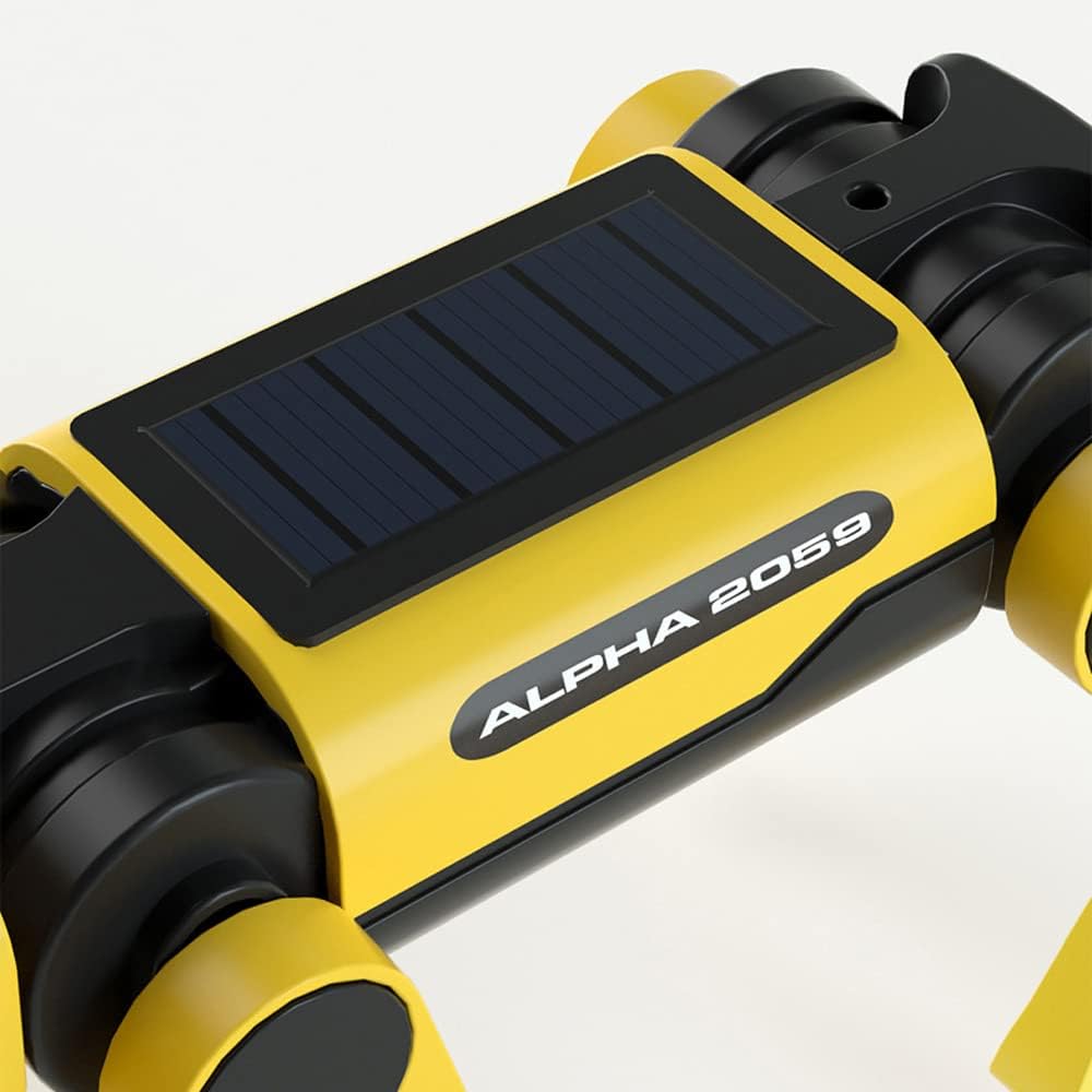 APODESS Solar Powered Toy Dog, Yellow Robot Dog, Science Hobby Puzzle Puppy, Christmas Gift