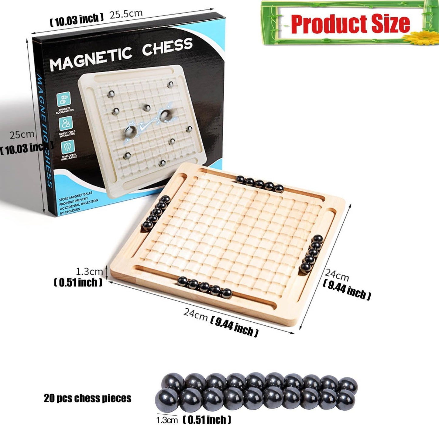 APODESS Magnetic Chess Board Toys Magnetic Induction Chess Parent-Child Interaction Against Desktop