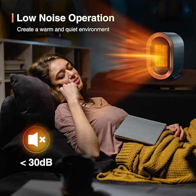 Electric Portable Space Heater, Mini Personal Desk Heater, Small Space Heater for Office Desk Bedroo