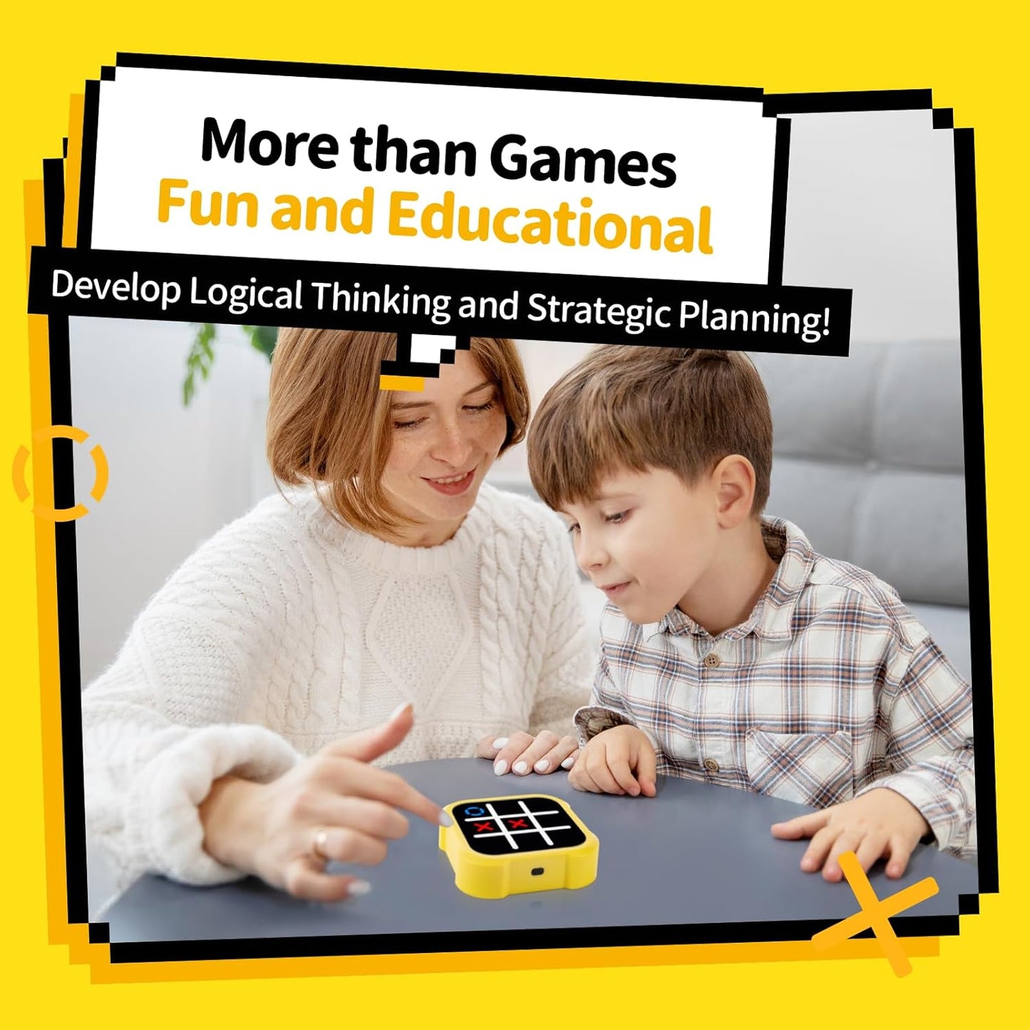 APODESS 4 in 1 Tic-tac-toe game console, portable travel educational memory growth game