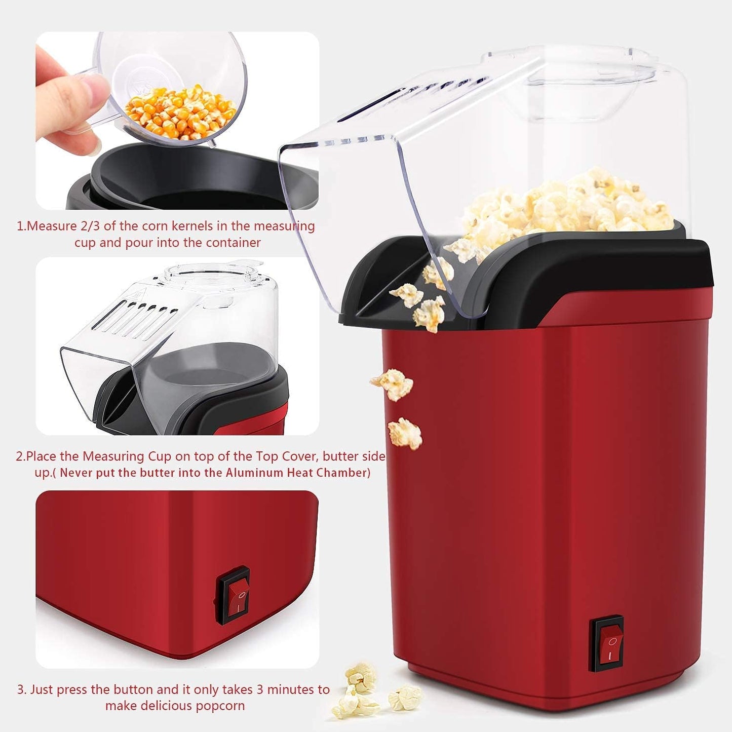 Popcorn Maker Easy to Make Popcorn Home Portable and Convenient 1Pcs Christmas Halloween Gift