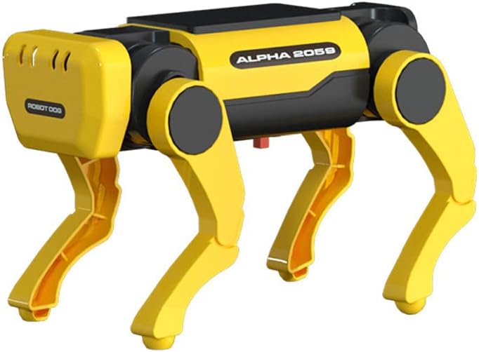 APODESS Solar Powered Toy Dog, Yellow Robot Dog, Science Hobby Puzzle Puppy, Christmas Gift