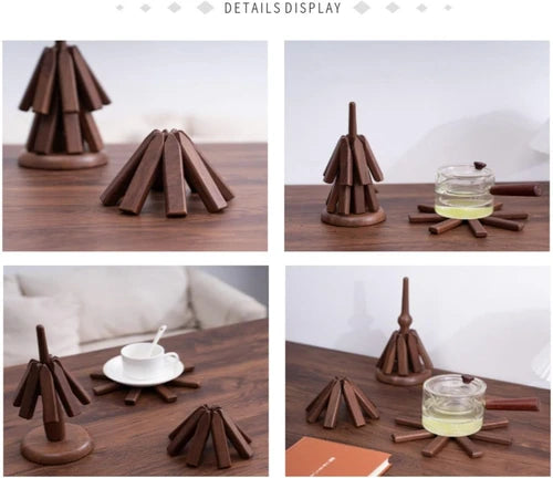 Wooden Hot Plate Mat Kitchen Accessory Decorative Mat For Hot Plate Bowl Teapot