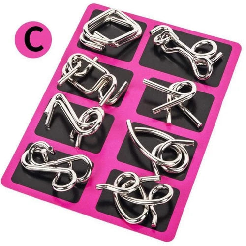 24pcs unlocking ring buckle nine linked rings metal puzzle toys ring magic toys iron ring unlocking