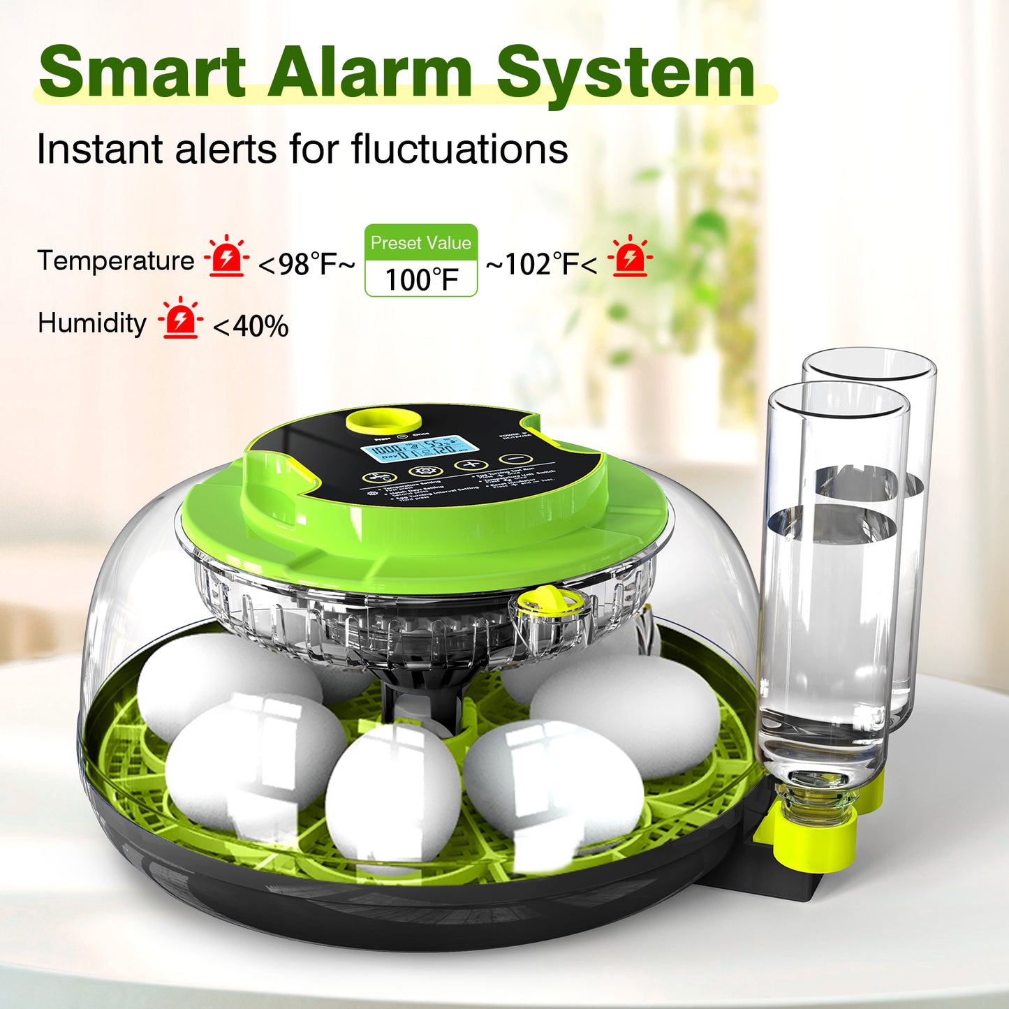 Egg Incubator for Hatching Eggs, 18 Egg Incubator with Temperature Control, Humidity Display, Auto Egg Turner, Egg Candler, 2 Size Egg Trays, Digital Incubator for Chicken, Quail