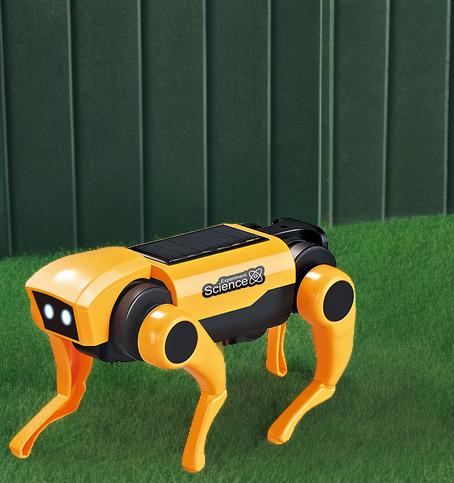 APODESS Solar Powered Toy Dog, Yellow Robot Dog, Science Hobby Puzzle Puppy, Christmas Gift