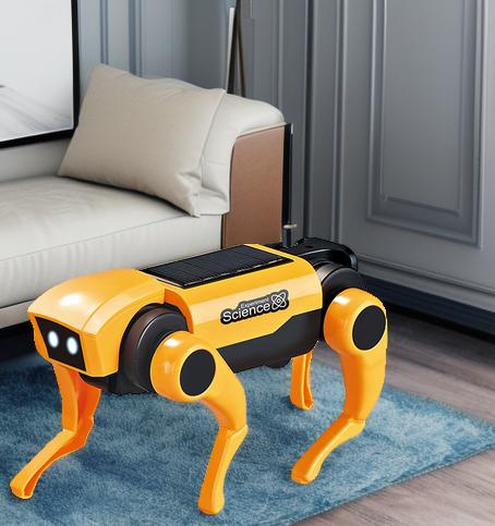 APODESS Solar Powered Toy Dog, Yellow Robot Dog, Science Hobby Puzzle Puppy, Christmas Gift