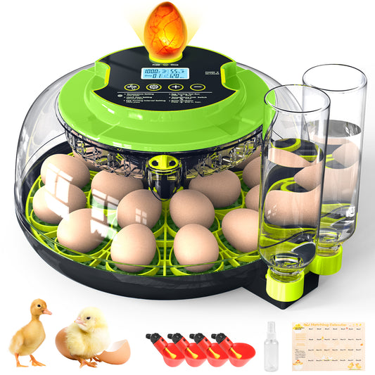 Egg Incubator for Hatching Eggs, 18 Egg Incubator with Temperature Control, Humidity Display, Auto Egg Turner, Egg Candler, 2 Size Egg Trays, Digital Incubator for Chicken, Quail